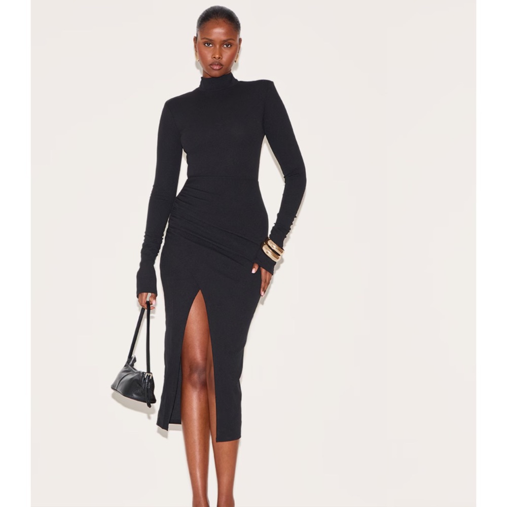 PLT Elegant Black Long Sleeve Dress
